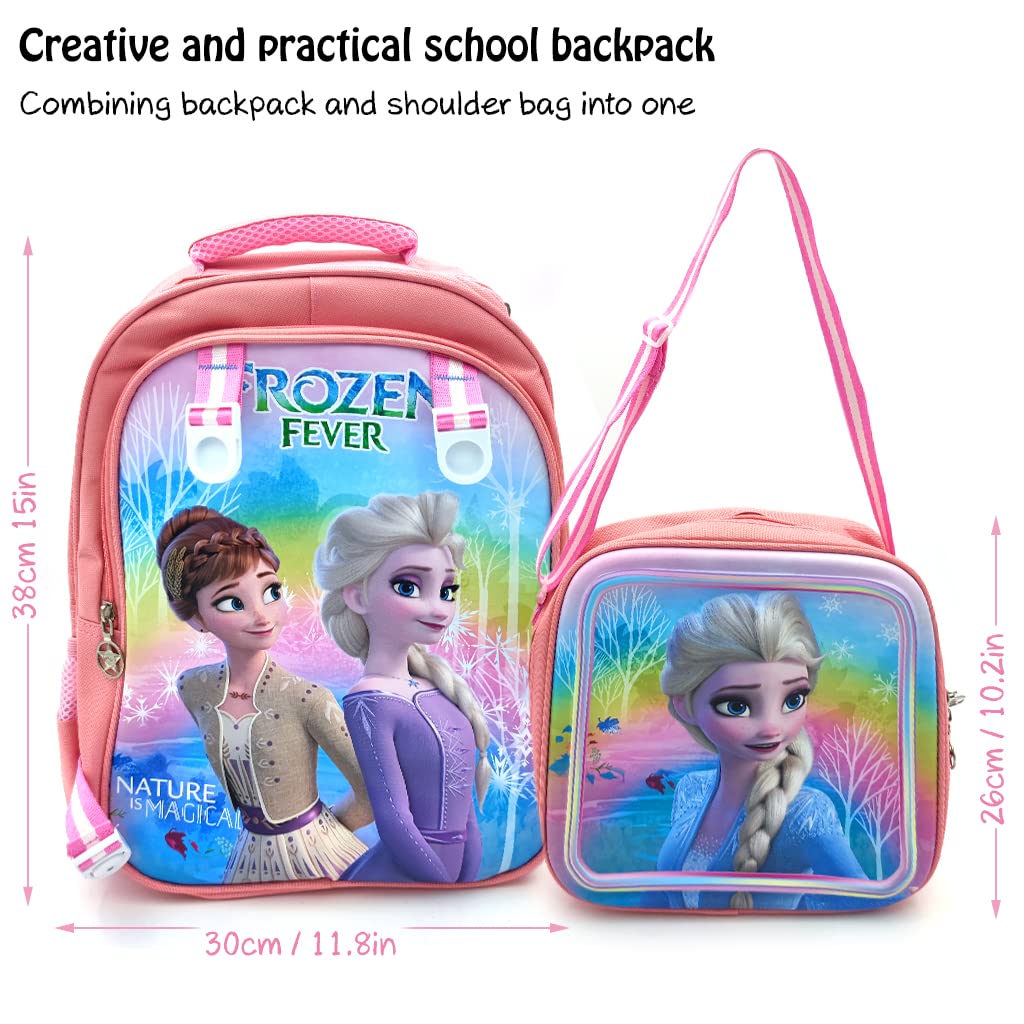 PALAY 2 in 1 Kids Bags For Girls Backpack Messenger Bag 16'' Girl School Backpack Princess Elsa Cartoon School Backpack for Girls Gift for Kids Primary Student PALAY 2 in 1 Kids Bags For Girls Backpack Messenger Bag 16'' Girl School Backpack Princess Elsa Cartoon School Backpack for Girls Gift for Kids Primary Student